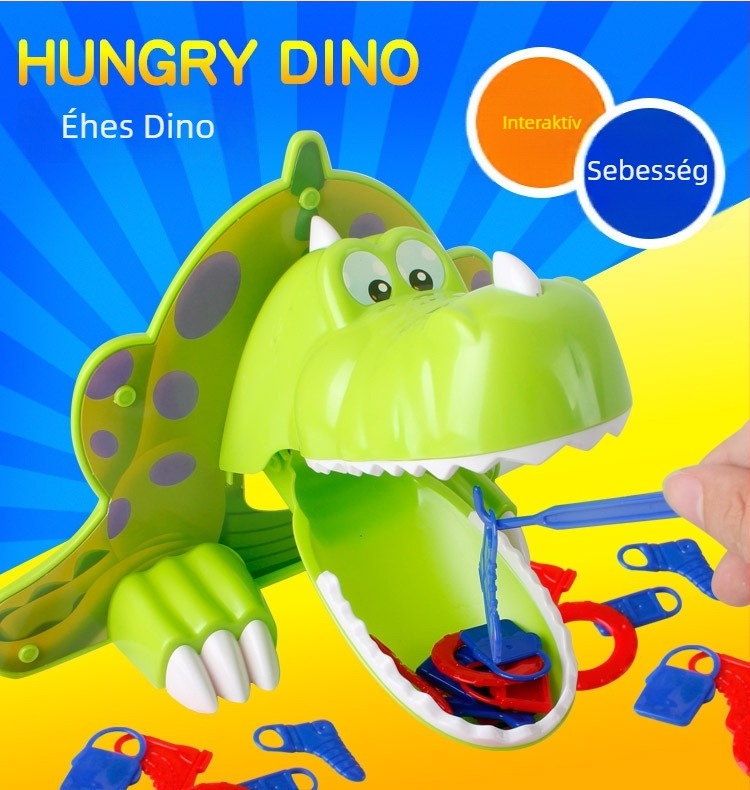 Éhes dinoszaurusz etető puzzle társasjáték gyerekeknek — műanyag, márka ELM/huamela, otthoni és iskolai használatra, 4–6 éveseknek, fejleszti szem-kéz koordinációt és kognitív készségeket