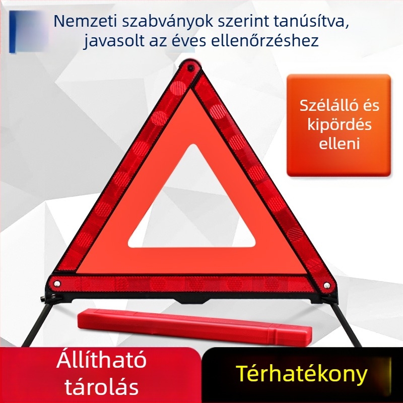 Autóhoz való háromlábú figyelmeztető jel, függőleges, Márka: Xin Rui, Anyag: műanyag + fényvisszaverő anyag, Használati terület: autó, Nemzeti szabvány