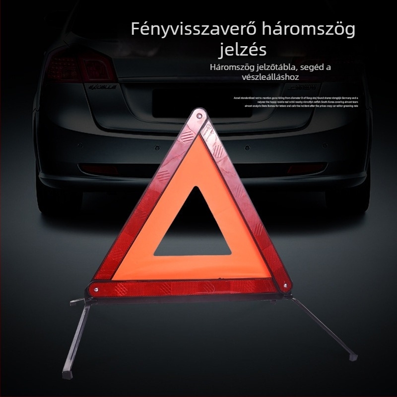 Autóhoz való háromlábú figyelmeztető jel, függőleges, Márka: Xin Rui, Anyag: műanyag + fényvisszaverő anyag, Használati terület: autó, Nemzeti szabvány
