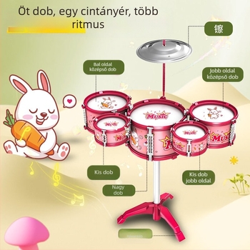 Gyermek dobkészlet, műanyag, 4–6 éveseknek, uniszex, nyugati ütőhangszerek
