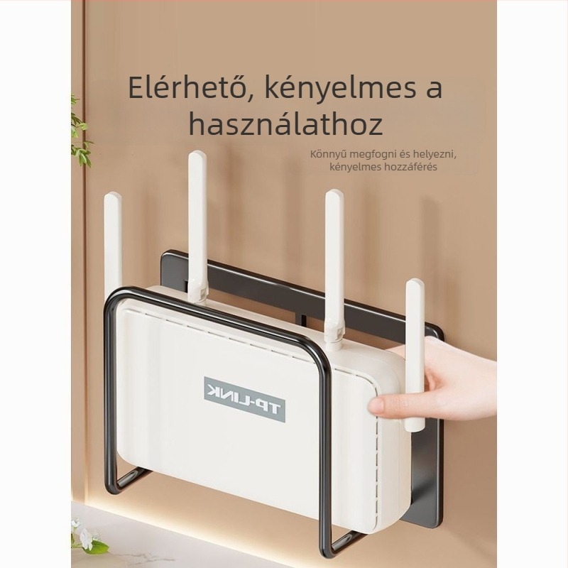 Router falra szerelhető tartó, fúrás nélkül, szénacélból; falra szerelés; 1 darab; alkalmas konyhára, íróasztalra, hálószobára és nappalira