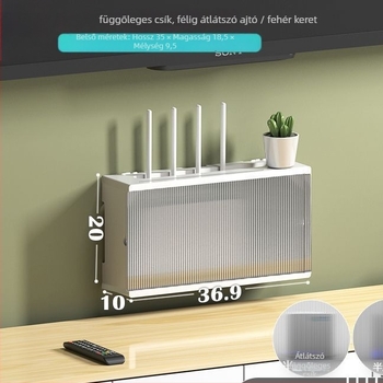 Nappali falra szerelt tárolópolc set-top box, router és Wi‑Fi eszközöknek – hat szintű, etnikus stílusú falpolc (telepítés nélkül; Anyag: Nanzhu)