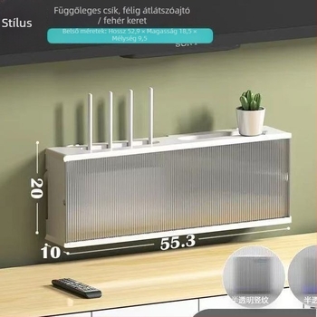 Nappali falra szerelt tárolópolc set-top box, router és Wi‑Fi eszközöknek – hat szintű, etnikus stílusú falpolc (telepítés nélkül; Anyag: Nanzhu)