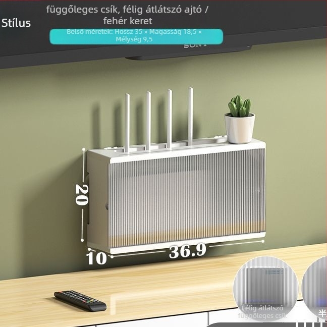 Nappali falra szerelt tárolópolc set-top box, router és Wi‑Fi eszközöknek – hat szintű, etnikus stílusú falpolc (telepítés nélkül; Anyag: Nanzhu)