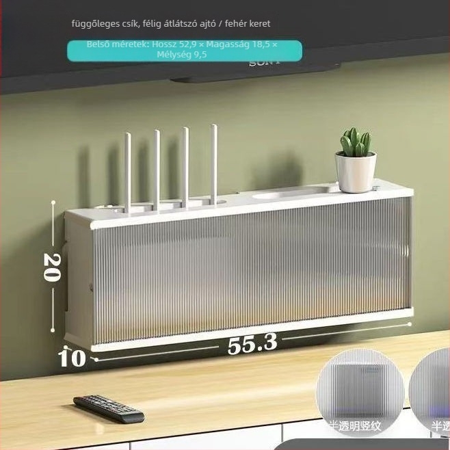 Nappali falra szerelt tárolópolc set-top box, router és Wi‑Fi eszközöknek – hat szintű, etnikus stílusú falpolc (telepítés nélkül; Anyag: Nanzhu)