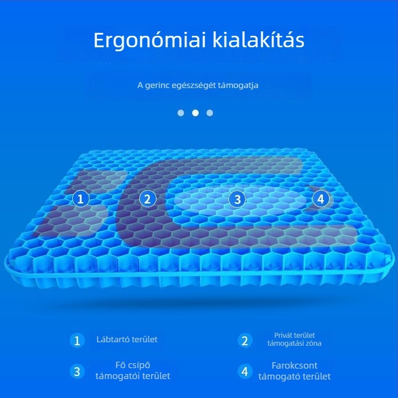 Gél ülőpárna irodai székhez – hűtés és fájdalomcsillapítás hosszú ülésnél, PVC anyag, vízzel töltött, súly 500 g, egyszerű stílus