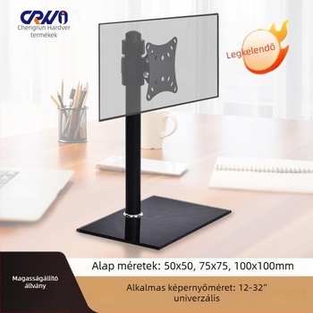 Forgatható monitorállvány egys monitorhoz; Modell: Display base; Anyag: rozsdamentes acél és üveglap; Súly: 3 kg; Márka: Cheng Run