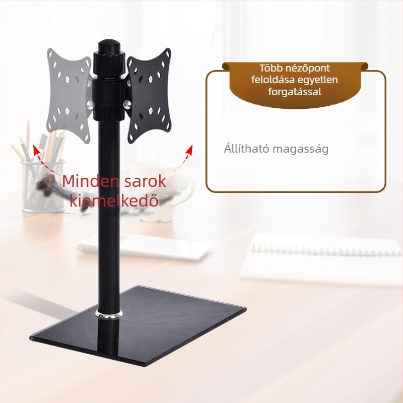 Forgatható monitorállvány egys monitorhoz; Modell: Display base; Anyag: rozsdamentes acél és üveglap; Súly: 3 kg; Márka: Cheng Run