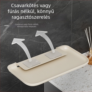 Grain fruit Összecsukható falra szerelhető tároló, vákuumos rögzítés, 1 réteg, műanyag, fürdőszoba, hálószoba és íróasztal