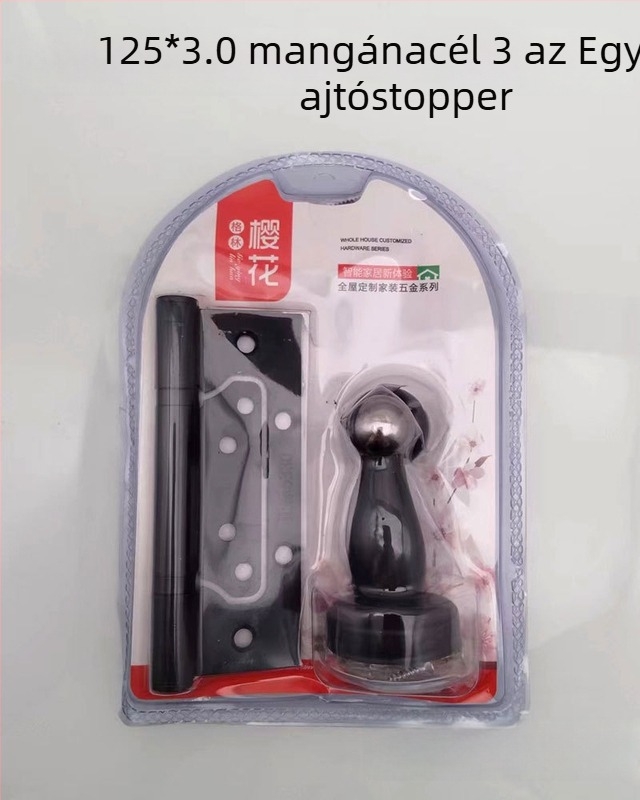 Csapágyas zsanér ajtóstop, három az egyben mangán acélból, elektroplatált felülettel, Cherry blossom.