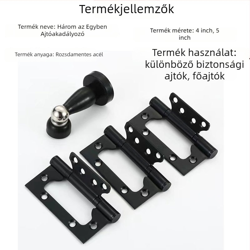 Csapágyas zsanér ajtóstop, három az egyben mangán acélból, elektroplatált felülettel, Cherry blossom.