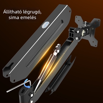 Monitor falra szerelhető kar emelés és teleszkópos kinyúlás, 360°-os forgatás, 17–32 hüvelykes kijelzőkhöz, modell WM18, anyag: cold tie steel, tömeg: 3 kg