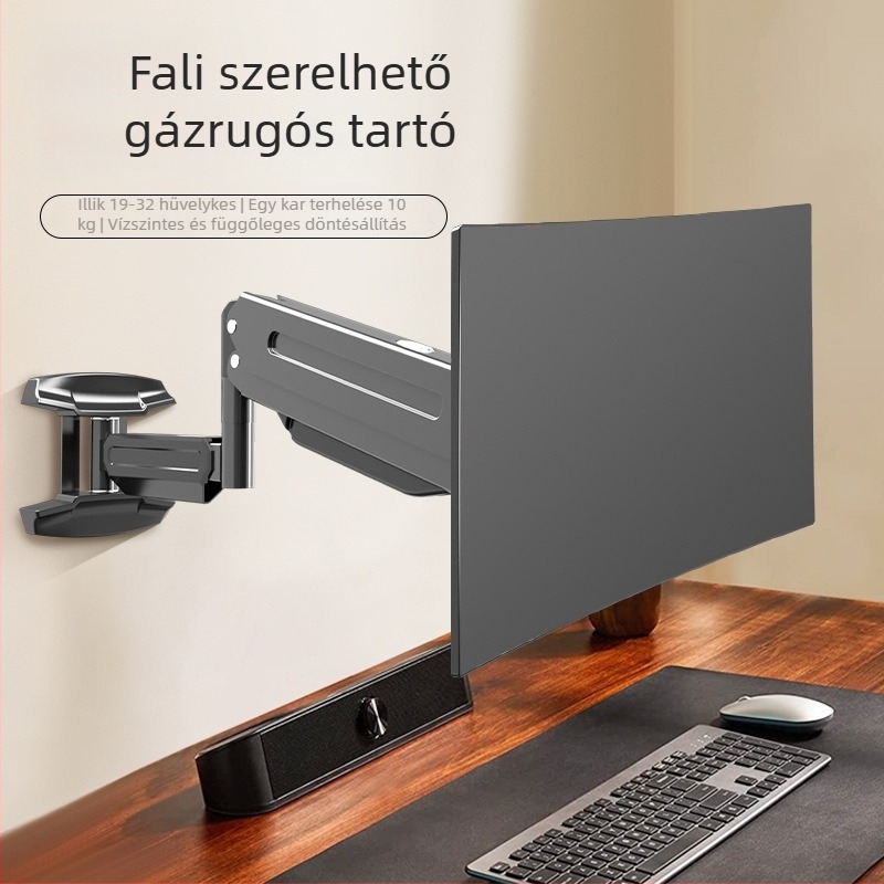 Monitor falra szerelhető kar emelés és teleszkópos kinyúlás, 360°-os forgatás, 17–32 hüvelykes kijelzőkhöz, modell WM18, anyag: cold tie steel, tömeg: 3 kg