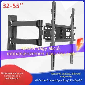 TV falra szerelhető konzol forgatható, teleszkópos 450 mm kinyúlás, vasból készült, teherbírás 15 kg felett