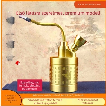 Bai Fu vízipipa sárgaréz egészséges szűrővel, levehető szűrővel, vízipipa táska, száraz dohánycső