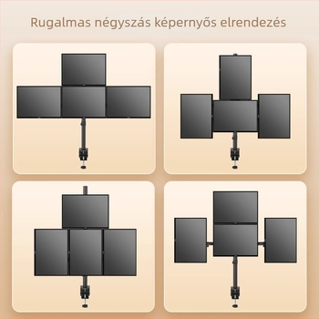 Rotáló négymonitoros monitorállvány, modell ml6843, anyag: hidegen hengerelt acél, kompatibil monitorokkal, tömeg 5–8 kg