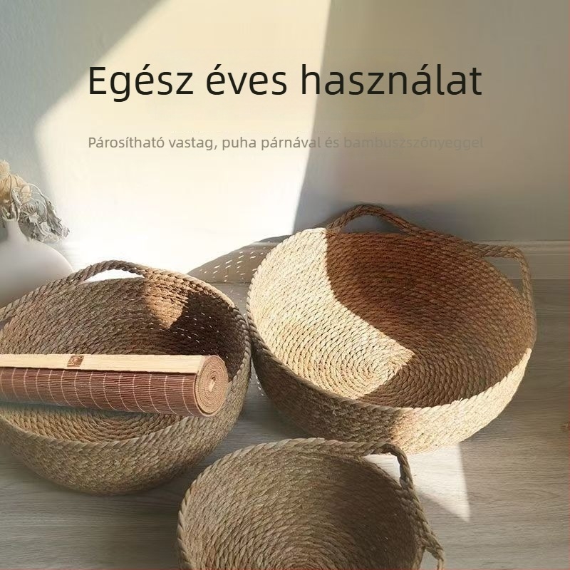Rattan fonott macskafészek – négy évszakos használatra, háziállatok számára