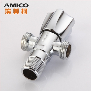 Amico sárgaréz háromutas szögletes szelep, 1 bemenet, 2 kimenet, kézi működtetés, szögletes típus, modell JF661