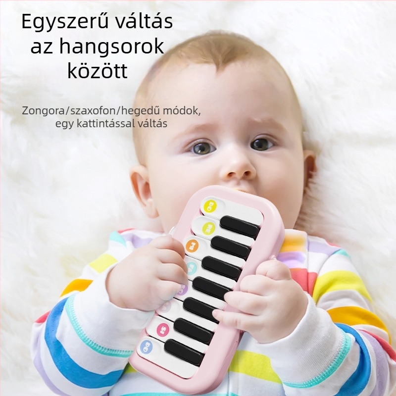 Kisgyerekeknek hordozható, többfunkciós elektromos zongora, korai oktatásra tervezve, 0–3 éveseknek, fejleszti a hallást