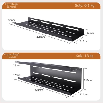 TV/monitor hátuljára szerelhető tárolópolc, fúrás nélküli telepítés, távirányító, set-top box és router/Wi‑Fi