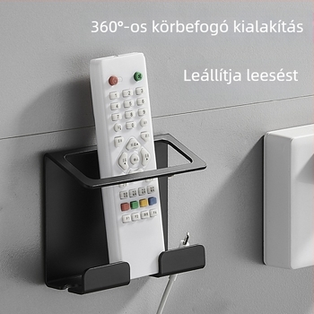 Fali töltő- és tároló tartó telefonhoz, fúrás nélkül, űr-alumínium anyagból, falra akasztott kialakítás, egy szintű