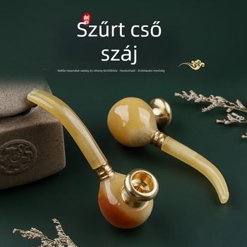 Gyantából készült pipa, imitált szarv-szájrésszel, leválasztható, testre szabható ajándékpipe, Új kínai stílus, logónyomtatás elérhető