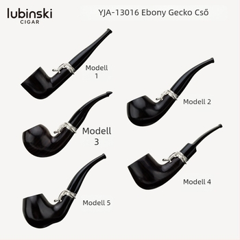 Lubinski pipa ébenfafából, ezüst gyűrűvel, 9 mm csatornával, görbült vagy egyenes