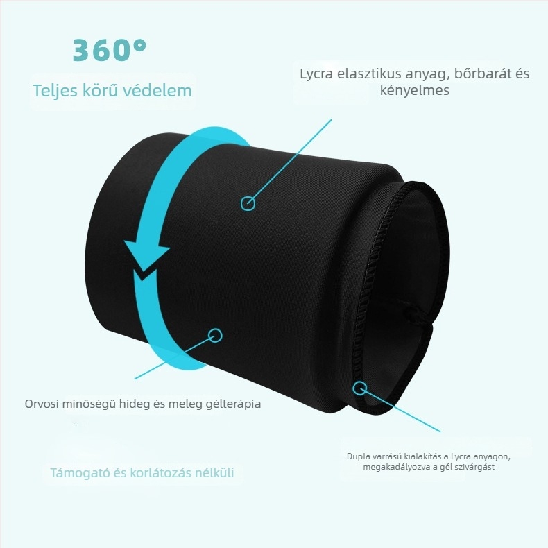 Csuklóhoz való jégcsomag, gél töltet, Lycra anyag, 171,5 g, meleg–hideg tömörítés, testreszabható gyártás