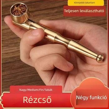 Sárgarézből készült pipa, háromfunkciós és kettős célú, hordozható, levehető és mosható