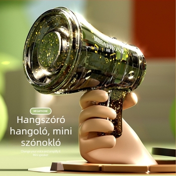 Kézben tartható mini trombita alakú hangszóró kültéri használatra - műanyag ház, 1600 W, 220 V, UV bevonat és gumírozott felület