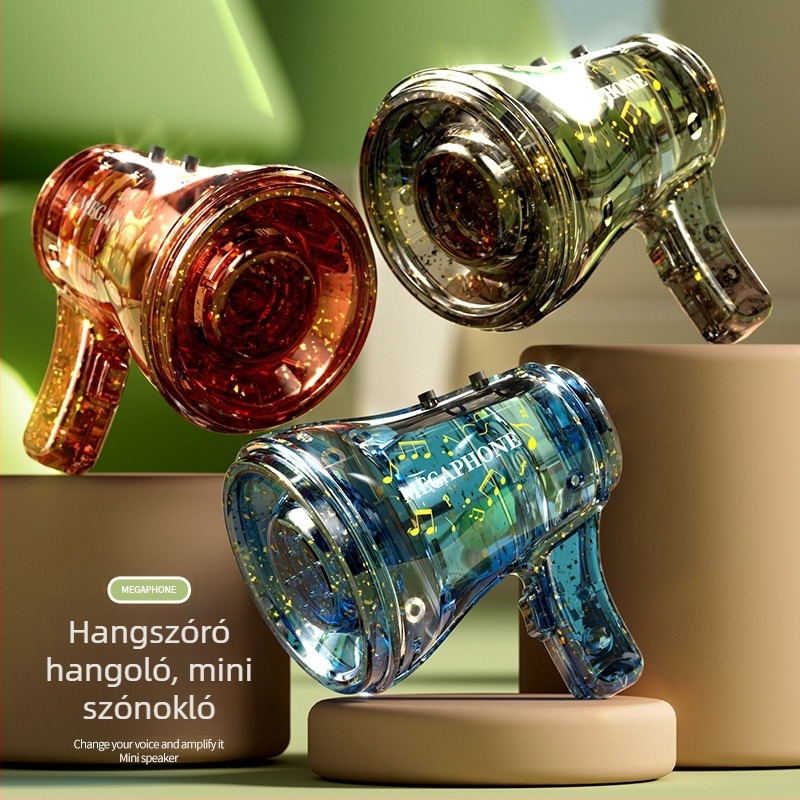 Kézben tartható mini trombita alakú hangszóró kültéri használatra - műanyag ház, 1600 W, 220 V, UV bevonat és gumírozott felület