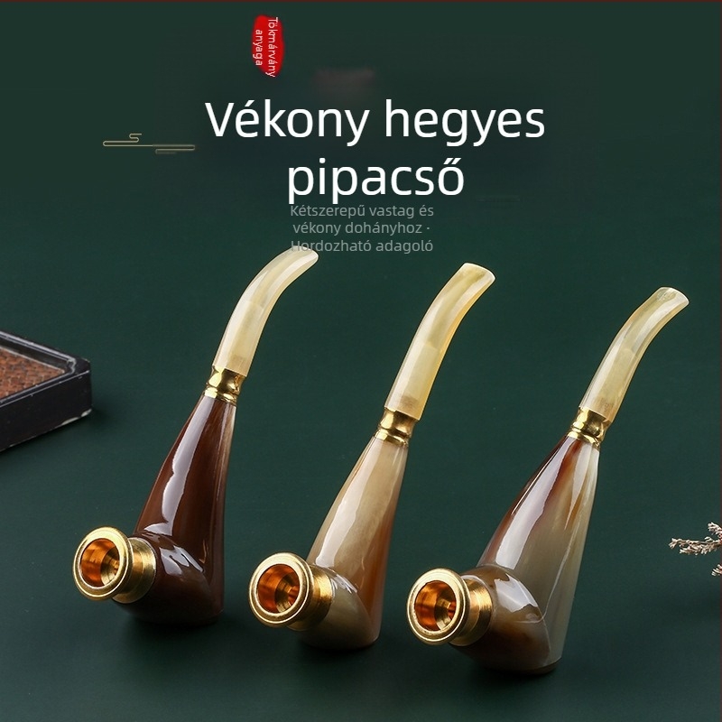 Szarvból készült cigaretta-szájrész és pipatartó - levehető, mosható, hordozható szűrő, újrahasználható