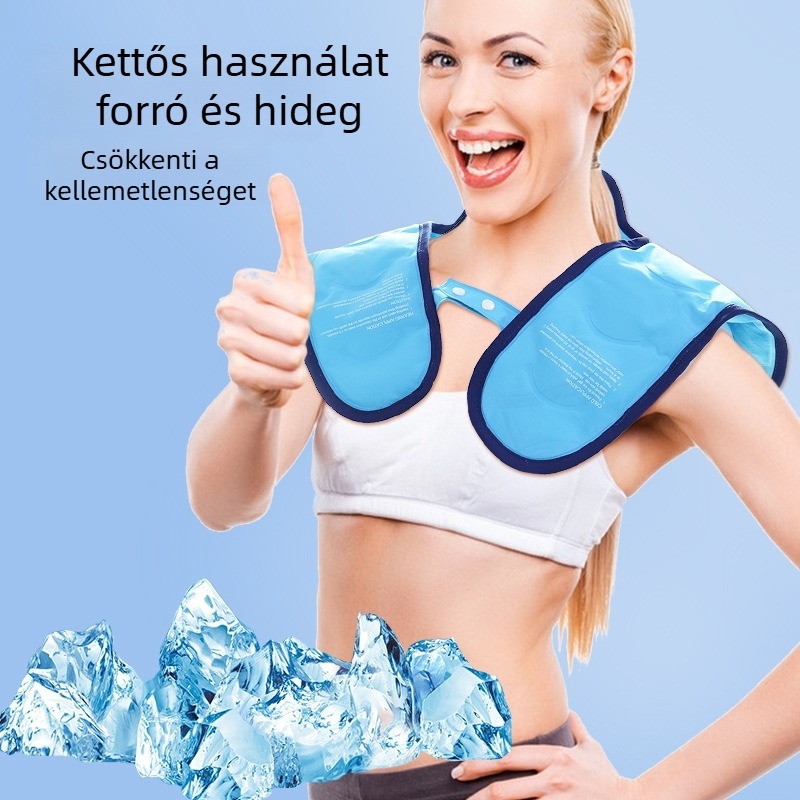 Váll jégpárna zselés töltettel, újrahasználható poliészter anyag, forró és hideg terápiára