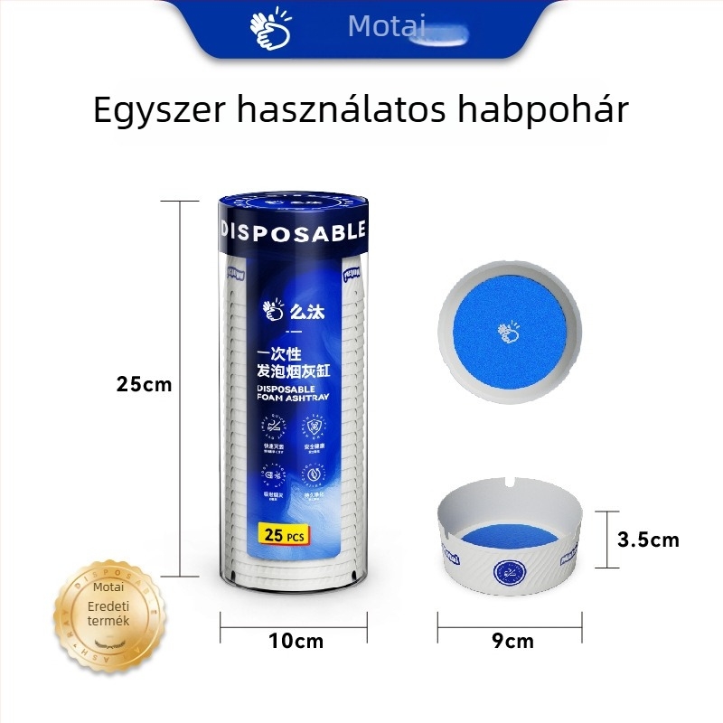 Irodai eldobható hamutál, műgyantából, tárolási funkcióval