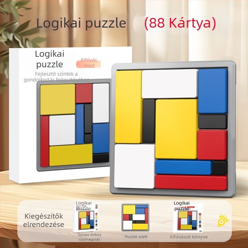 Qilong Gyerekeknek Szóló Logikai Blokk Puzzle — Műanyag, Lapos Paneles Játék, Szellemi Fejlődés, 4–6 Évesek