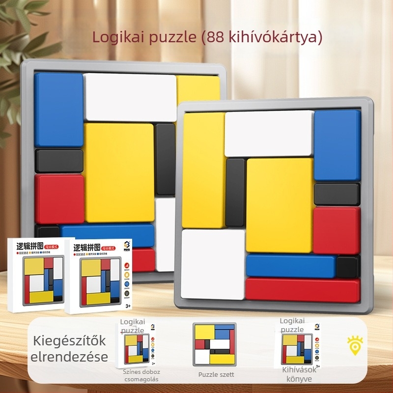 Qilong Gyerekeknek Szóló Logikai Blokk Puzzle — Műanyag, Lapos Paneles Játék, Szellemi Fejlődés, 4–6 Évesek