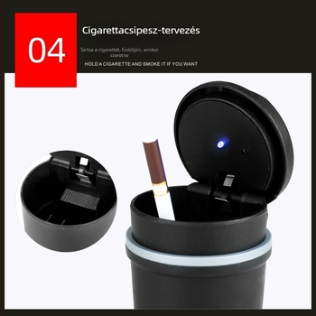 Világító autóhamutartó, műanyag, Shumai márka, öntvény