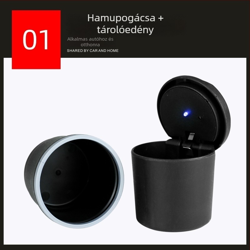 Világító autóhamutartó, műanyag, Shumai márka, öntvény