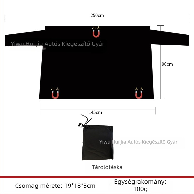 Univerzális autó hátsó szélvédő hóvédő, mágneses rögzítés, minimalistista csíkos kialakítás, 100 g