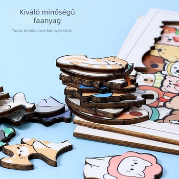 Fa macska és kutya motívummal puzzlekockák | sík puzzle, DIY-barát, 4–6 éveseknek