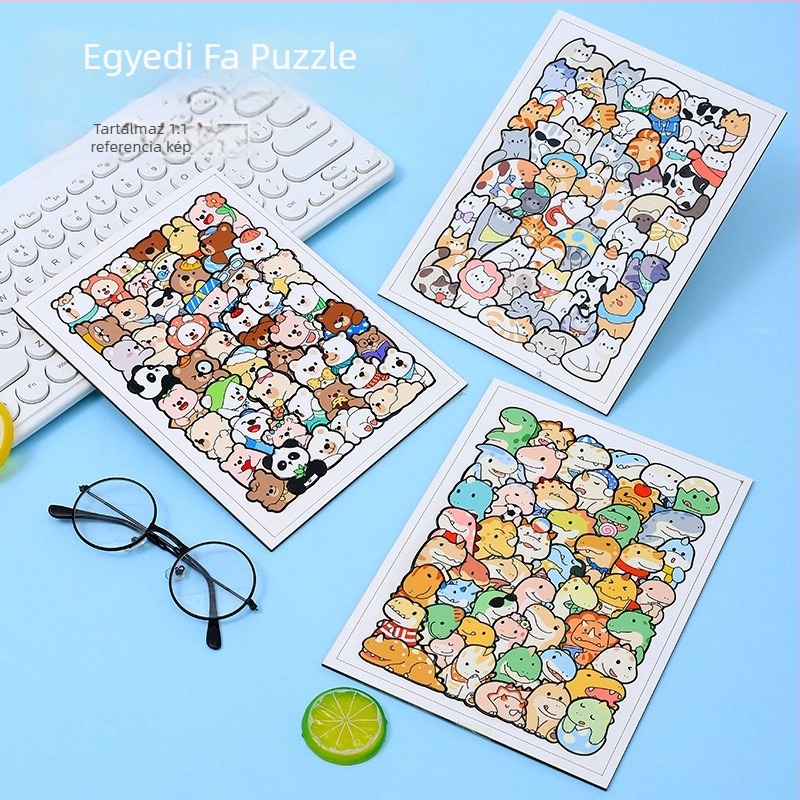Fa macska és kutya motívummal puzzlekockák | sík puzzle, DIY-barát, 4–6 éveseknek