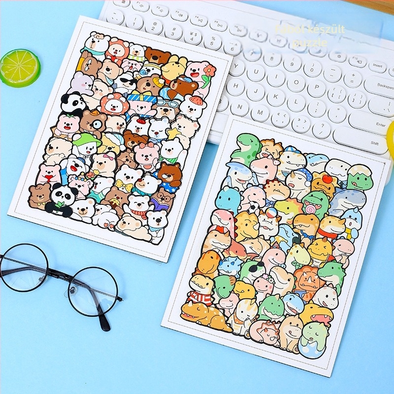Fa macska és kutya motívummal puzzlekockák | sík puzzle, DIY-barát, 4–6 éveseknek