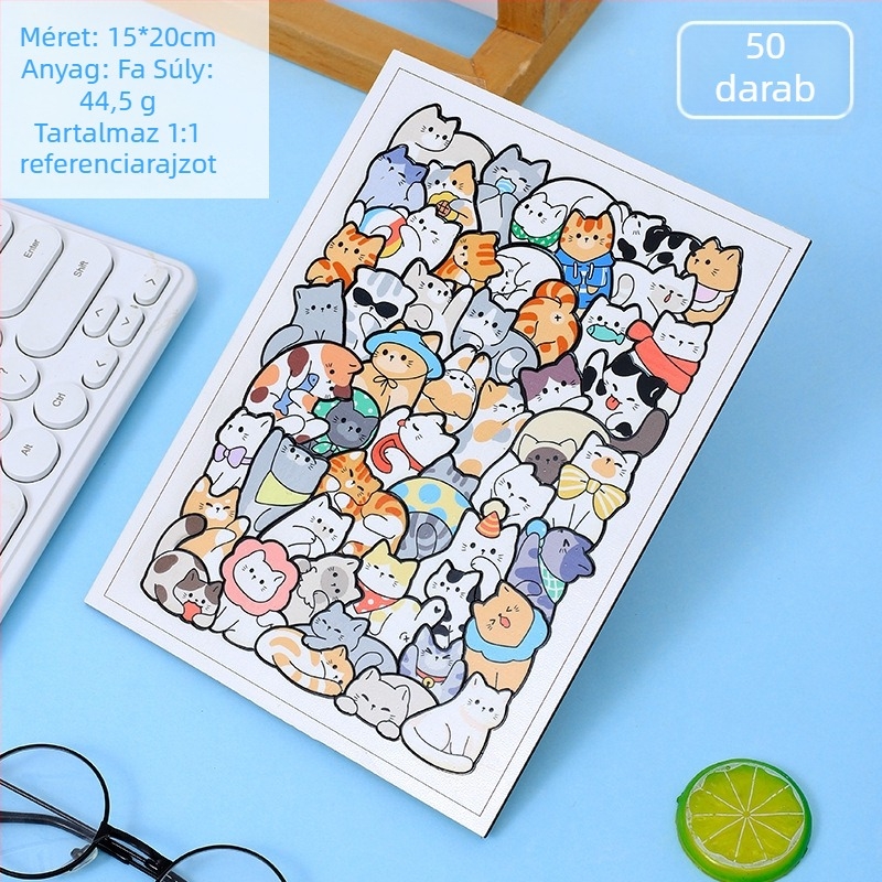 Fa macska és kutya motívummal puzzlekockák | sík puzzle, DIY-barát, 4–6 éveseknek