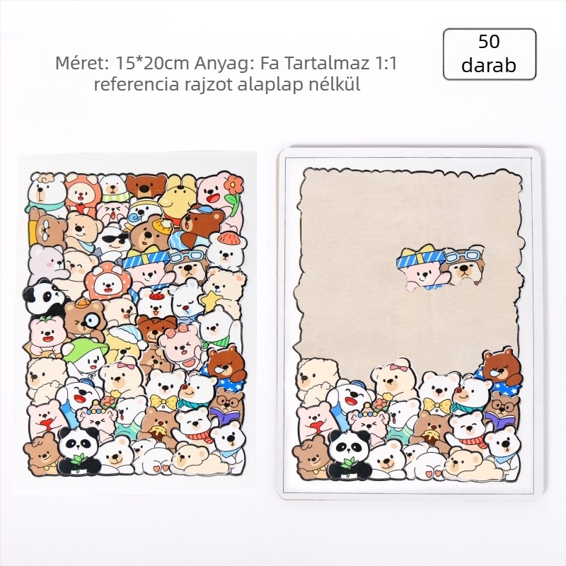 Fa macska és kutya motívummal puzzlekockák | sík puzzle, DIY-barát, 4–6 éveseknek