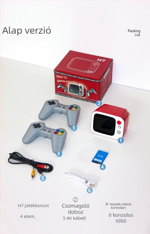 Rétro mini TV játékkonzol vezeték nélküli kétfős játékhoz, eredeti játék szoftverrel, 8‑bites operációs rendszer, USB interfész, nosztalgikus dizájn