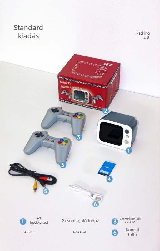 Rétro mini TV játékkonzol vezeték nélküli kétfős játékhoz, eredeti játék szoftverrel, 8‑bites operációs rendszer, USB interfész, nosztalgikus dizájn
