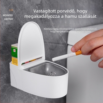 Falihoz szerelhető hamutartó fürdőszobához fedéllel (műanyag; újrahasználható)