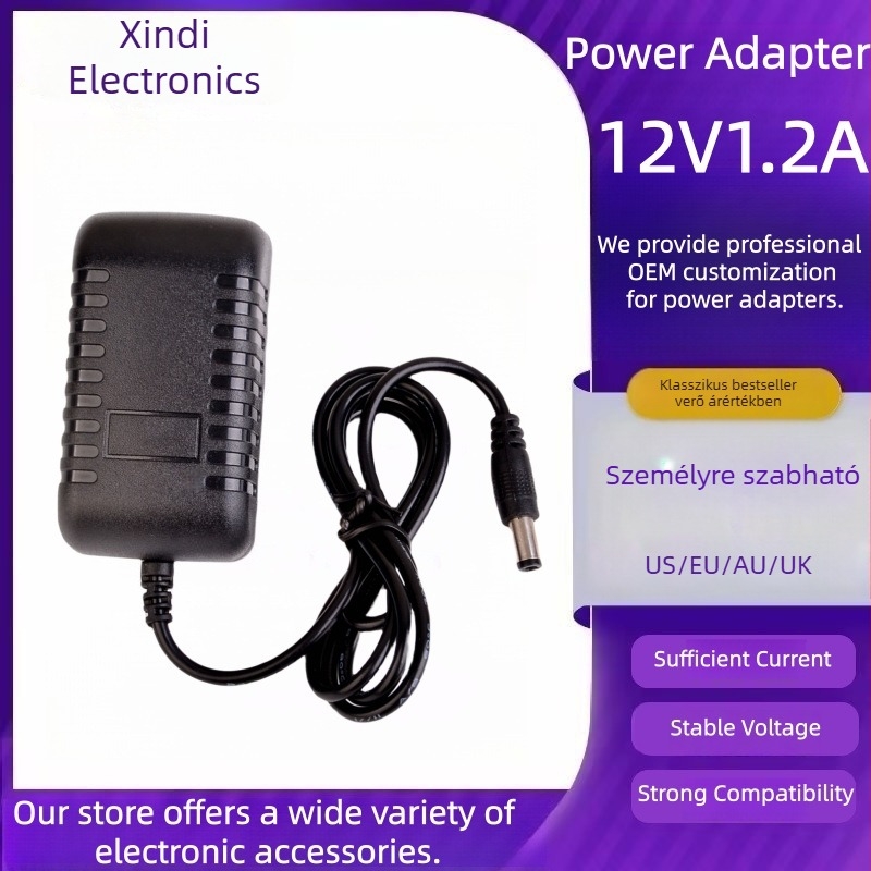 Tápegység 12V 1.2A set-top box, optikai modem, router és megfigyelő LED lámpa számára; DC kimenet 12V, 1.2A, 14.4W, tömeg 60 g