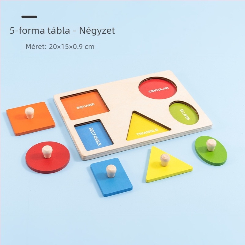 Fából készült Montessori formakereső panel – kézbefogós puzzle, 0–3 éveseknek, márka mywj, mintavételi testreszabás