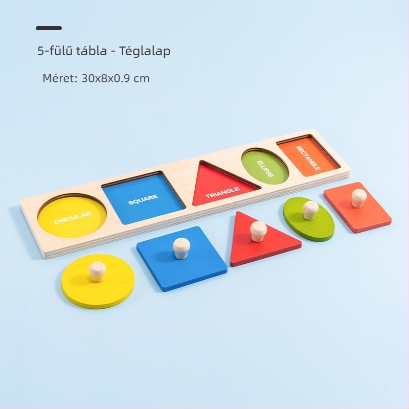 Fából készült Montessori formakereső panel – kézbefogós puzzle, 0–3 éveseknek, márka mywj, mintavételi testreszabás